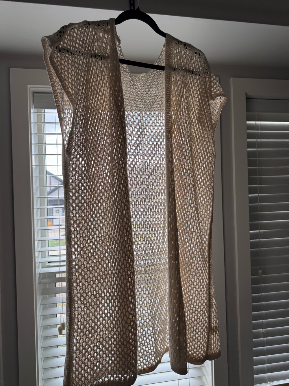 Neutral Cream Open-Knit Vest / Cardigan